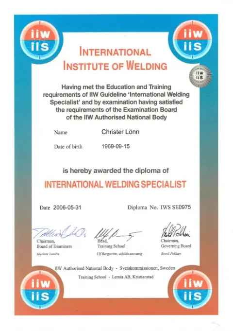 International Welding Specialist, IWS